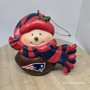 NEW ENGLAND PATRIOTS Football Team Logo Snowman Plastic Christmas Tree Ornament
